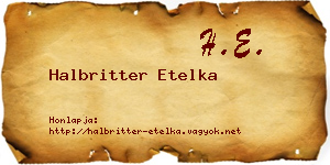 Halbritter Etelka névjegykártya